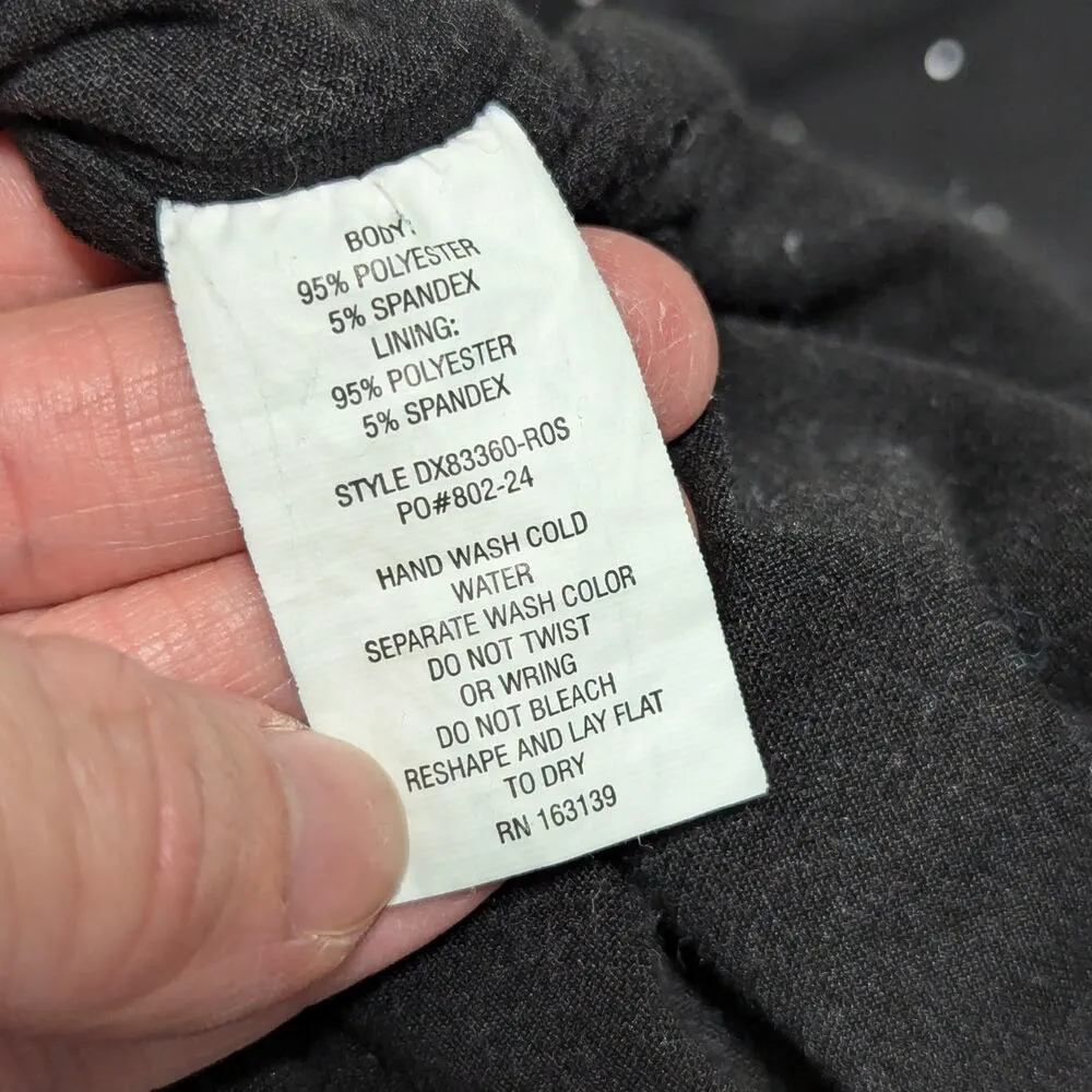 Black Mesh Studded Bodycon Midi Dress Womens Small Square Neck Ruched Night Out - Image 6