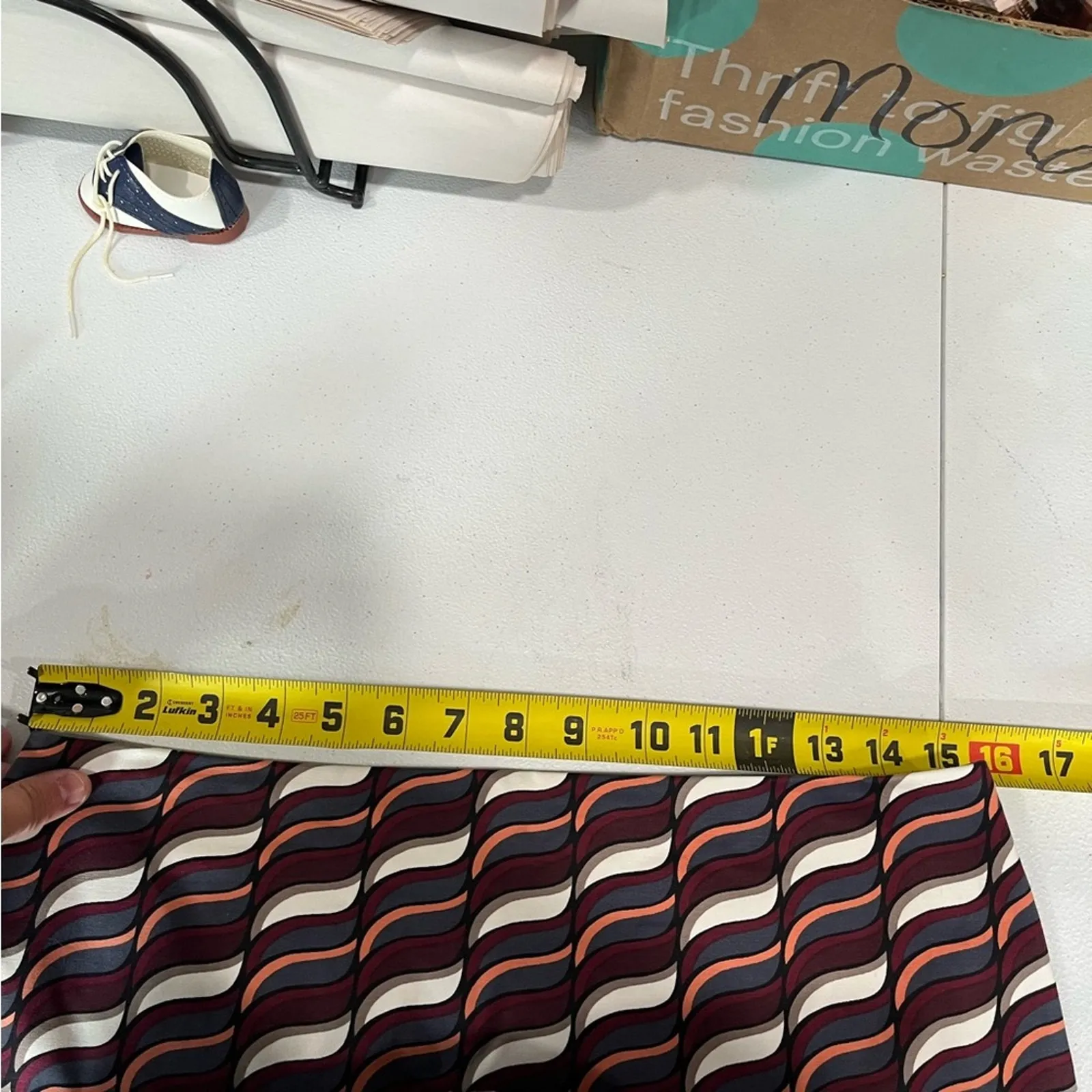 Ann Taylor Red & Blue Retro Wave Knee Length Pencil Womens Skirt 8 - Image 4