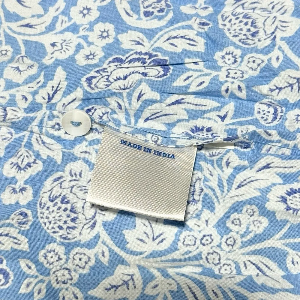 Pink City Prints Isabel Dress XS NWT Ornate Sky Blue Cotton Midi Smocked - Image 9