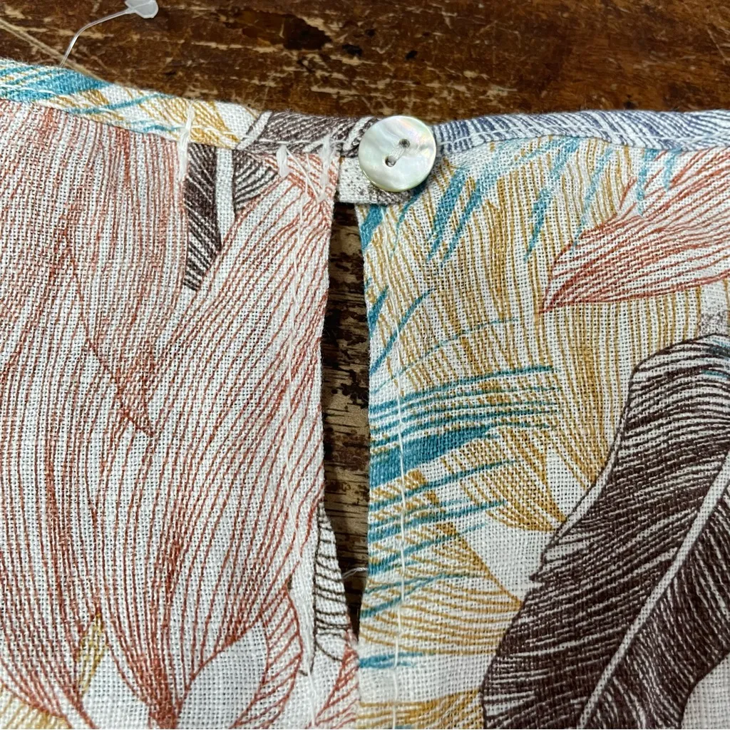 Lungo L’Arno Linen Tropical‎ Slip Dress Made In Italy Pockets Size Medium White - Image 4