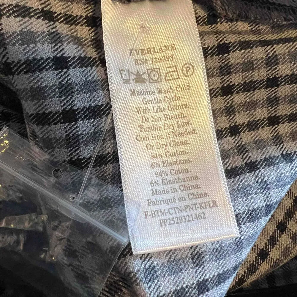 Everlane Grey Black Checked Gingham Cropped Side Zip Preppy Straight Leg Size 8 - Image 7