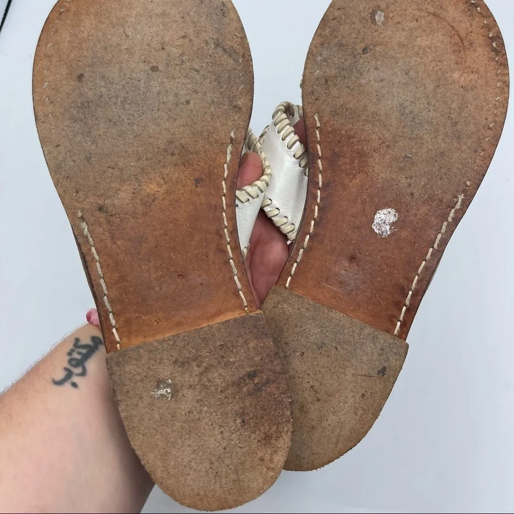 Stephan Bonanno Palm Beach Jack rogers Wide Flat Sandal sz 8 White - Image 5