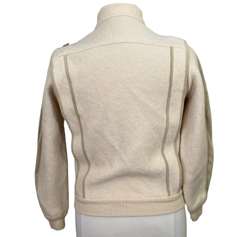Vintage 100% new wool cream bomber jacket Size L - Image 4