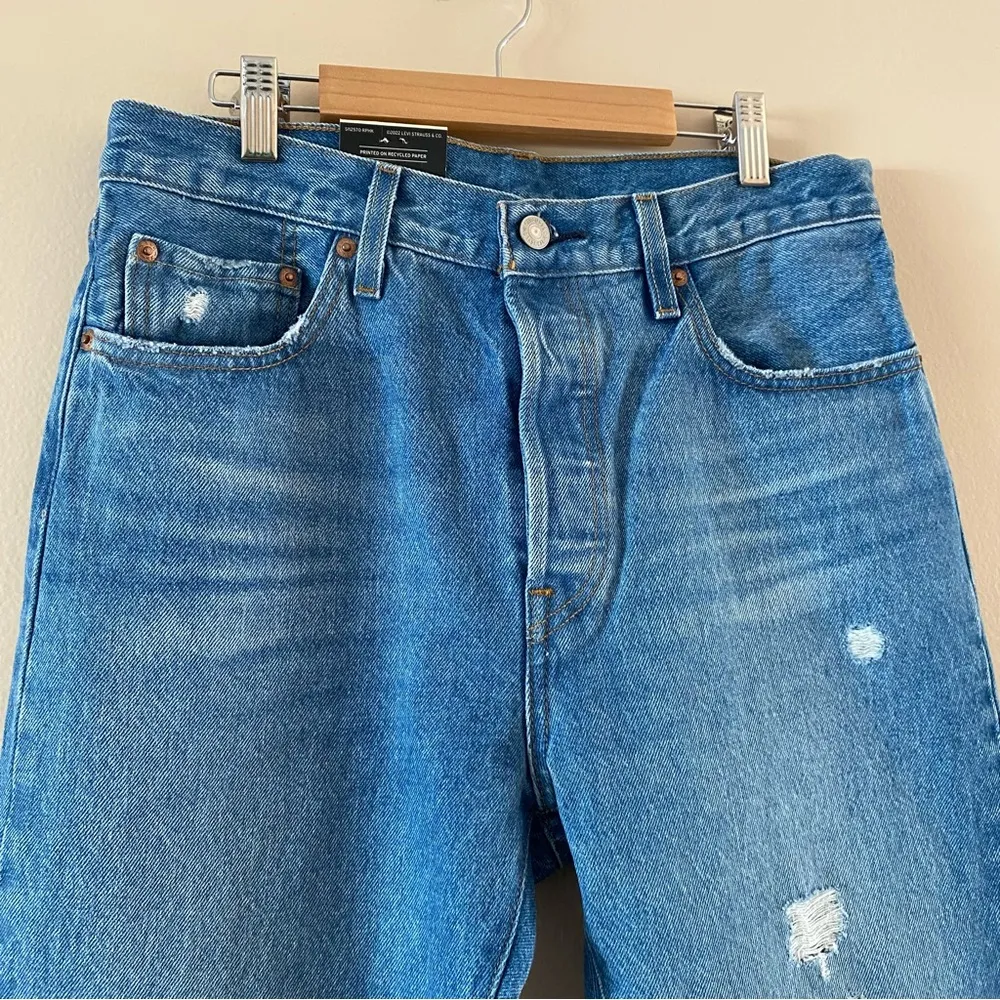 Levi’s 501 Original High Rise Straight Leg Distressed Jeans - Image 4