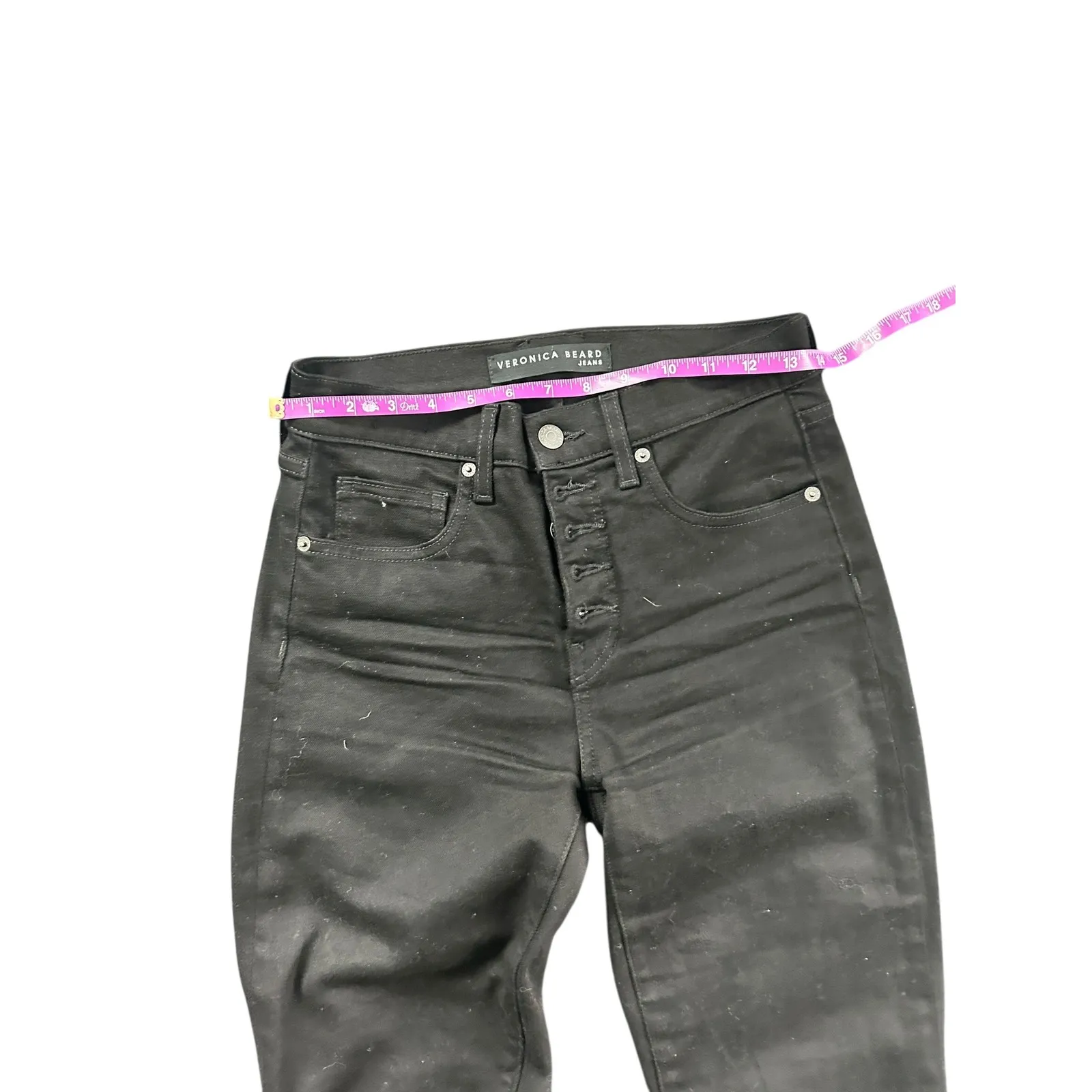 Veronica Beard Debbie Skinny High Rise Onyx Black Jeans Button Fly Size 26 - Image 5