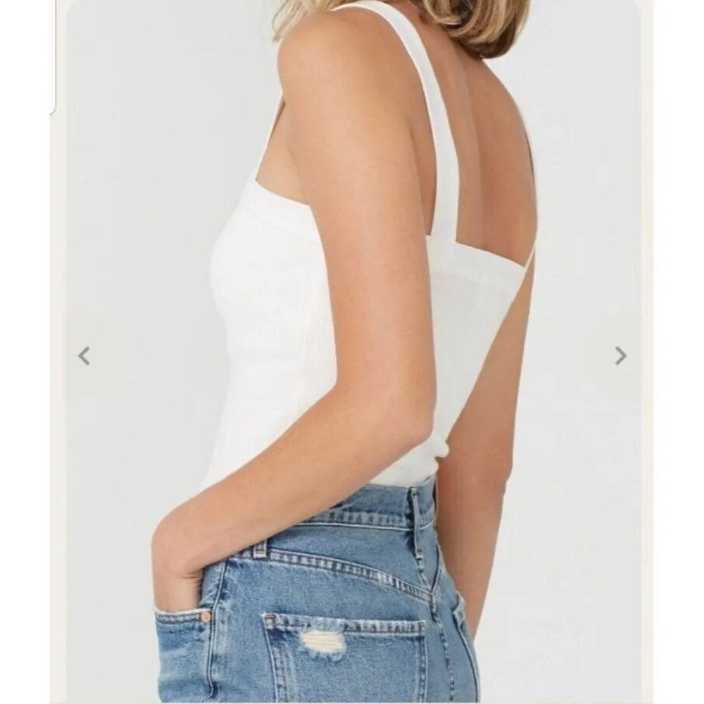 Citizens of Humanity Women's Florienne Ribbed Tank Top Cassia/Cream Size M - Image 2