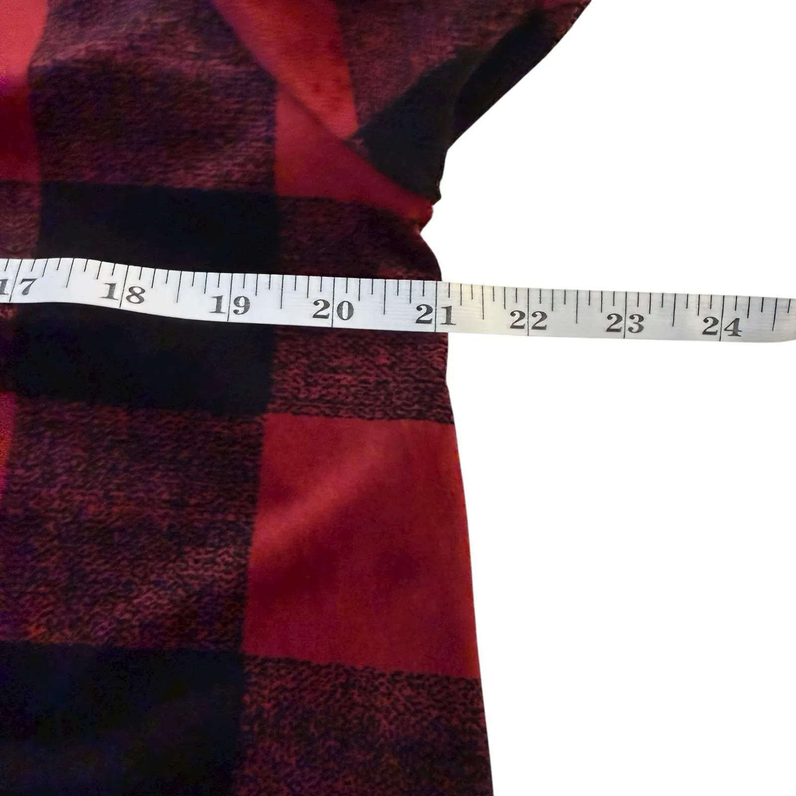 Ali Miles Buffalo Plaid Velour Tunic Top Medium Red Black Holiday Cabincore Warm - Image 8