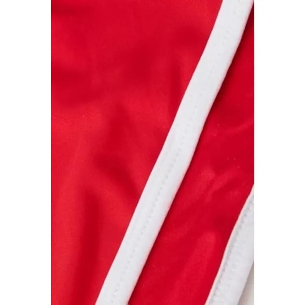 Its Now Cool Waisted Duo Bikini Briefs Stretch Nylon Red White Contrast Size 8 - Image 5