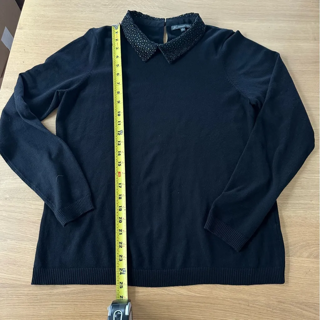 ADRIANNA PAPELL BLACK BLOUSE size  L Gold COLLAR SHIRT Twee preppy party - Image 11