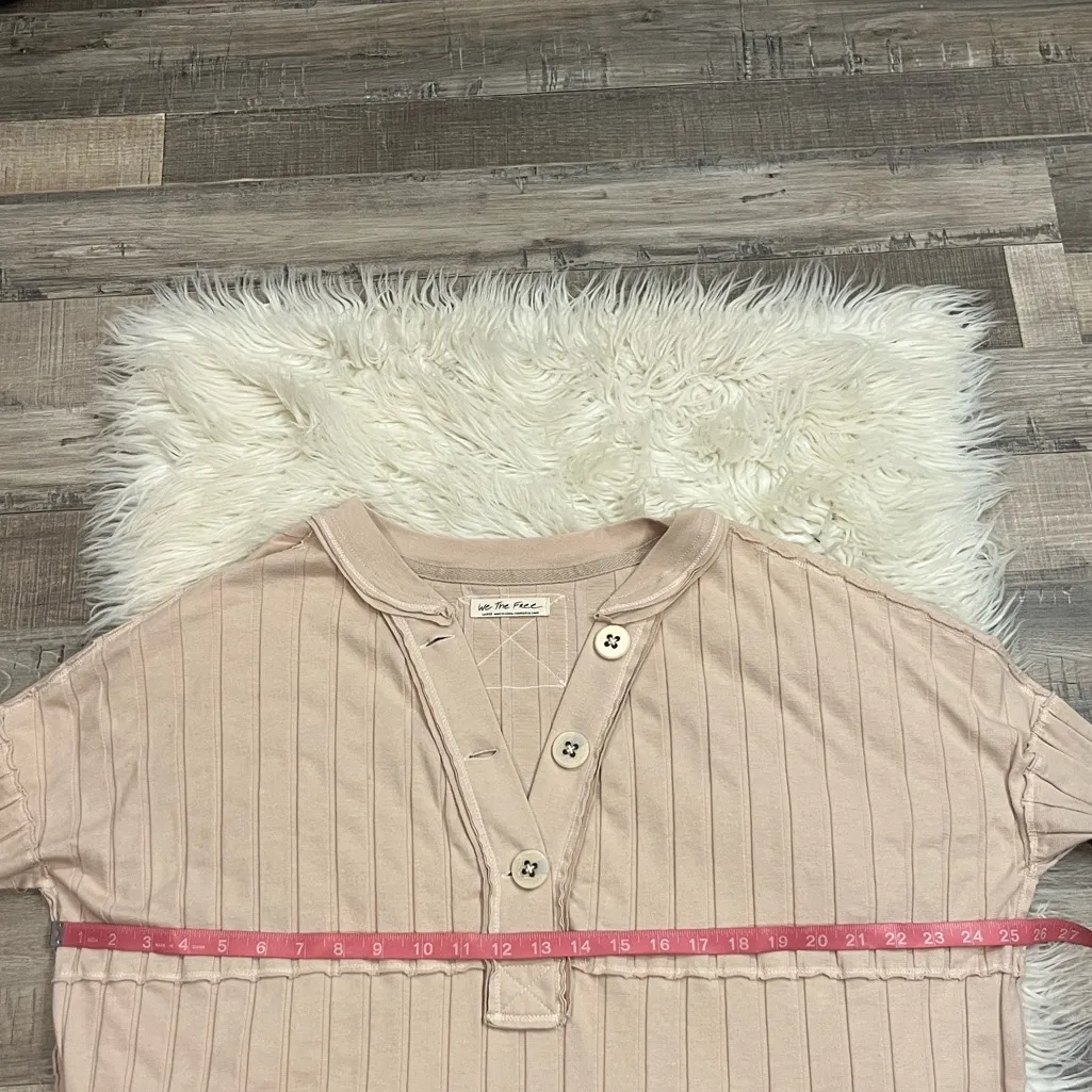 Free People We The Free ‘In The Mix’ slouchy ribbed cotton blend henley top L - Image 7