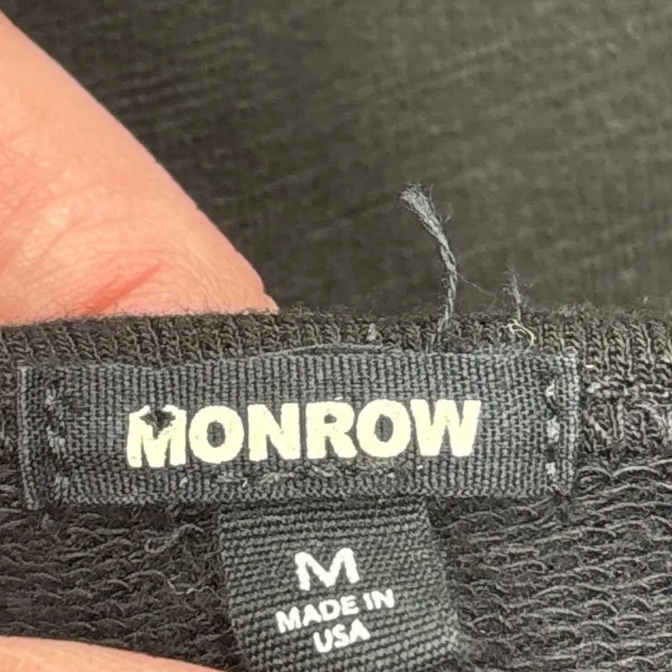 MONROW Medium Black Long Sleeve Crop Top Sweatshirt & Jogger Pants Supersoft Set - Image 14