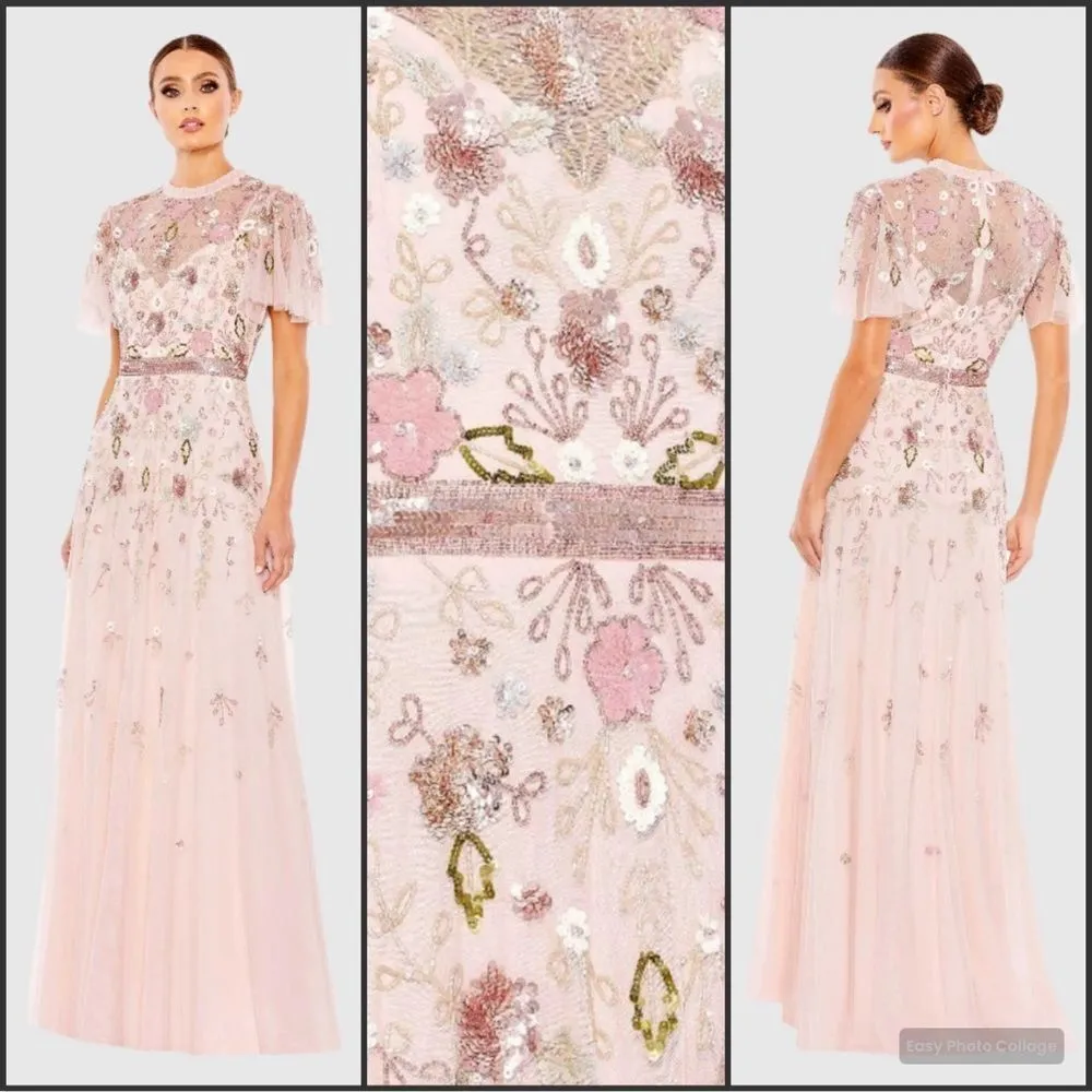 Mac Duggal 9136 EMBELLISHED HIGH NECK BUTTERFLY SLEEVE GOWN Dress - Image 2