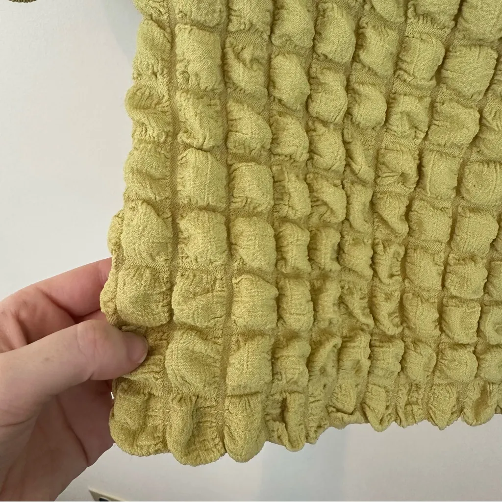 Oddy Green Textured Bubble Women's Blouse Size Small Women's Yellow - Image 5