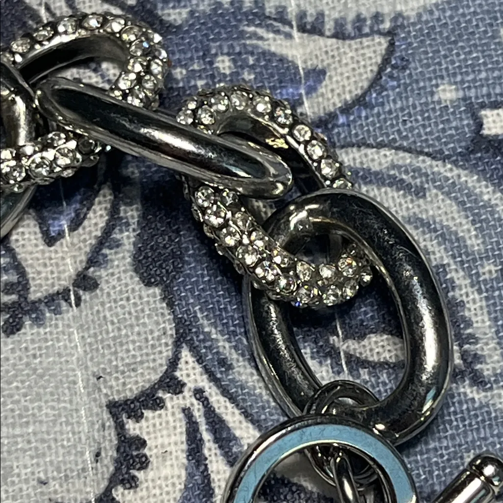 Chico’s Silver Tone and Rhinestone Chain Bracelet - Image 4