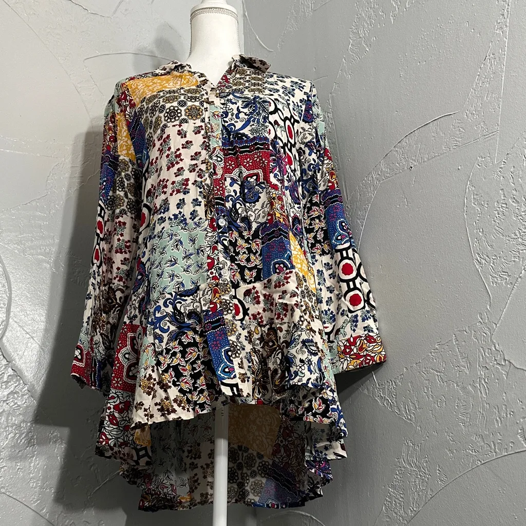 FOR THE REPUBLIC  Colorful Patchwork Blouse - Image 8