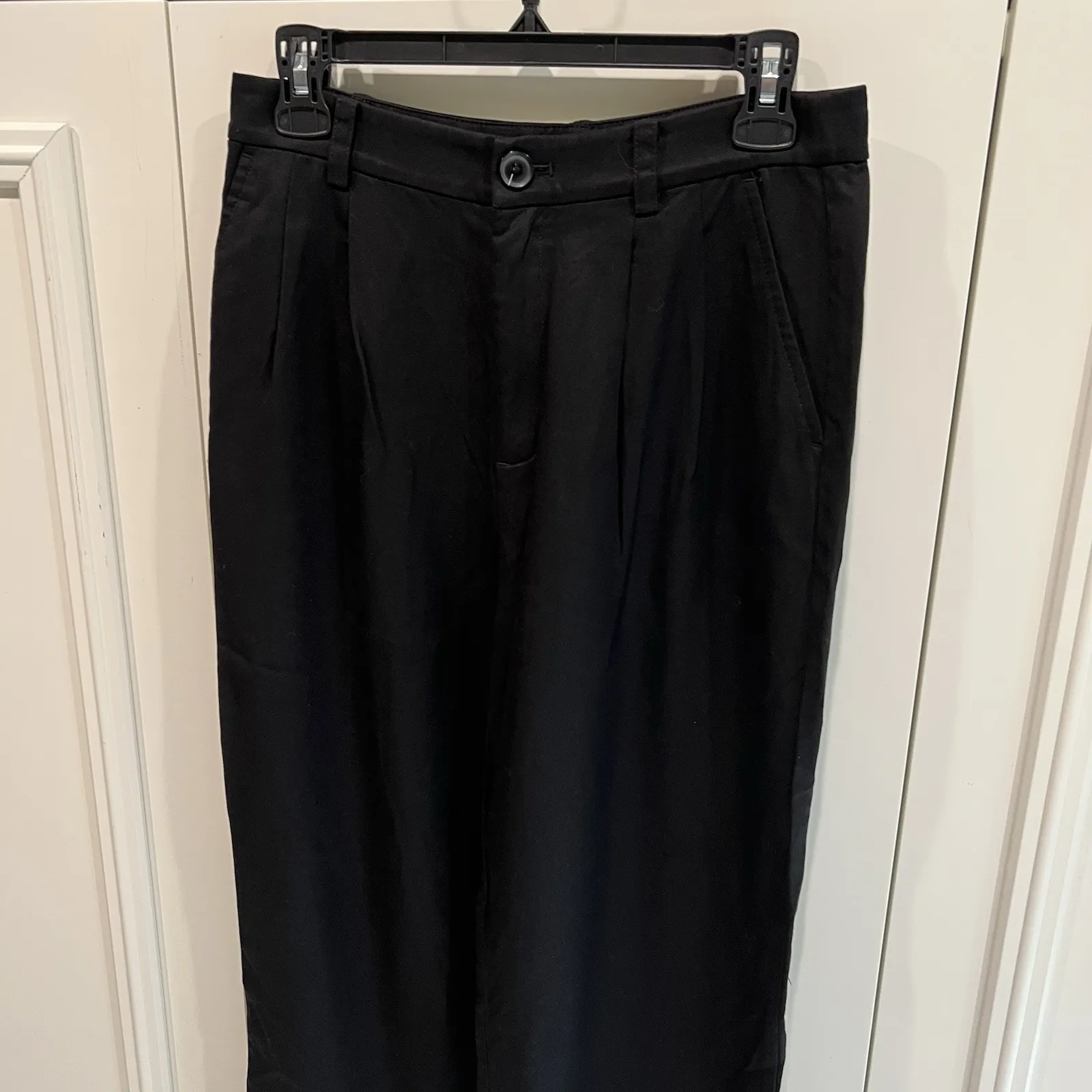 Loft Black Twill Wide Leg Pants Minimalist Career 100 % Lyocell Capsule Wardrobe - Image 2