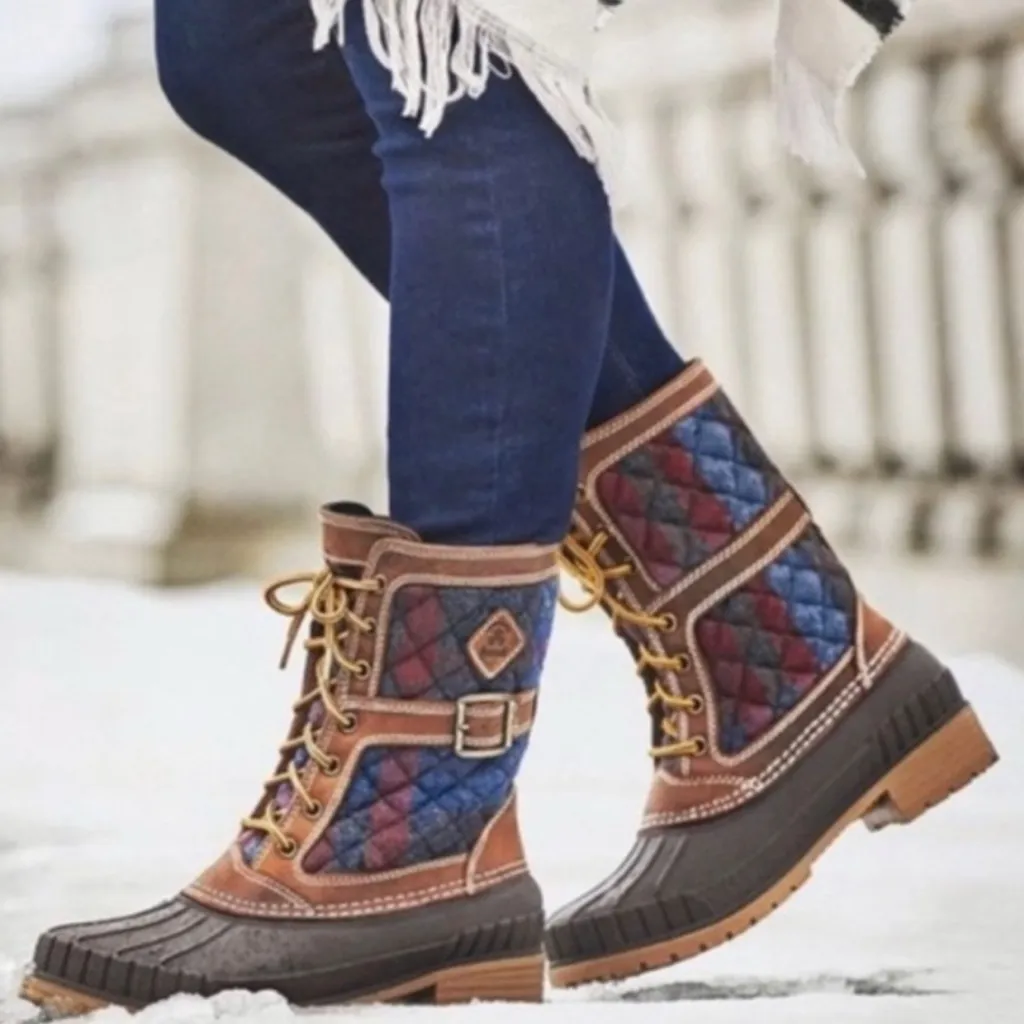 Kamik Brown and Blue Winter Rain Boots Waterproof - Image 3