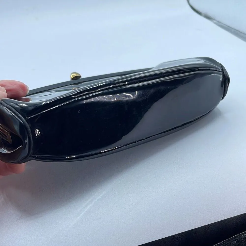 Vintage G.D.K. faux black patent leather two sided clutch - Image 5