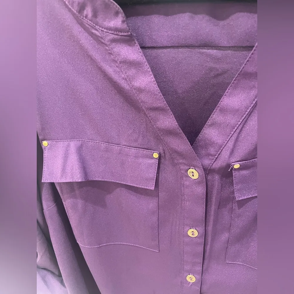 Avenue Deep Purple Button Down Shirt - Image 2