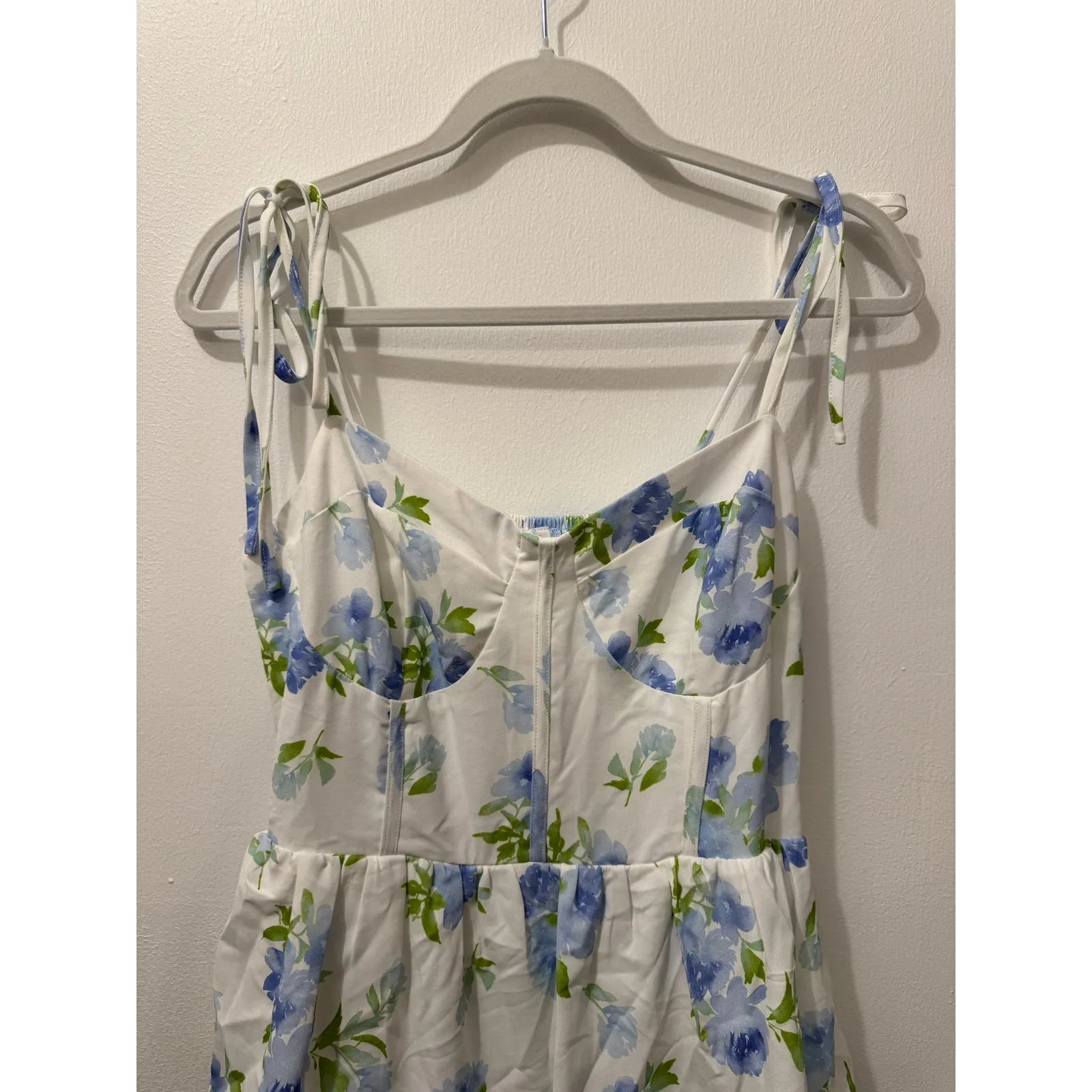 Kori America Bloomie Baby Tiered Dress in Ivory/Blue Blue Size M - Image 4