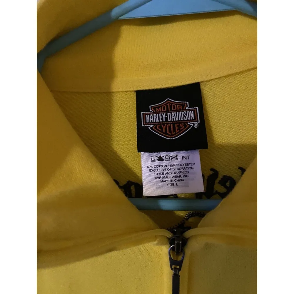 Harley Davidson Womens Size Large Yellow Full Zip Lightweight Jacket Lightweight - Image 3