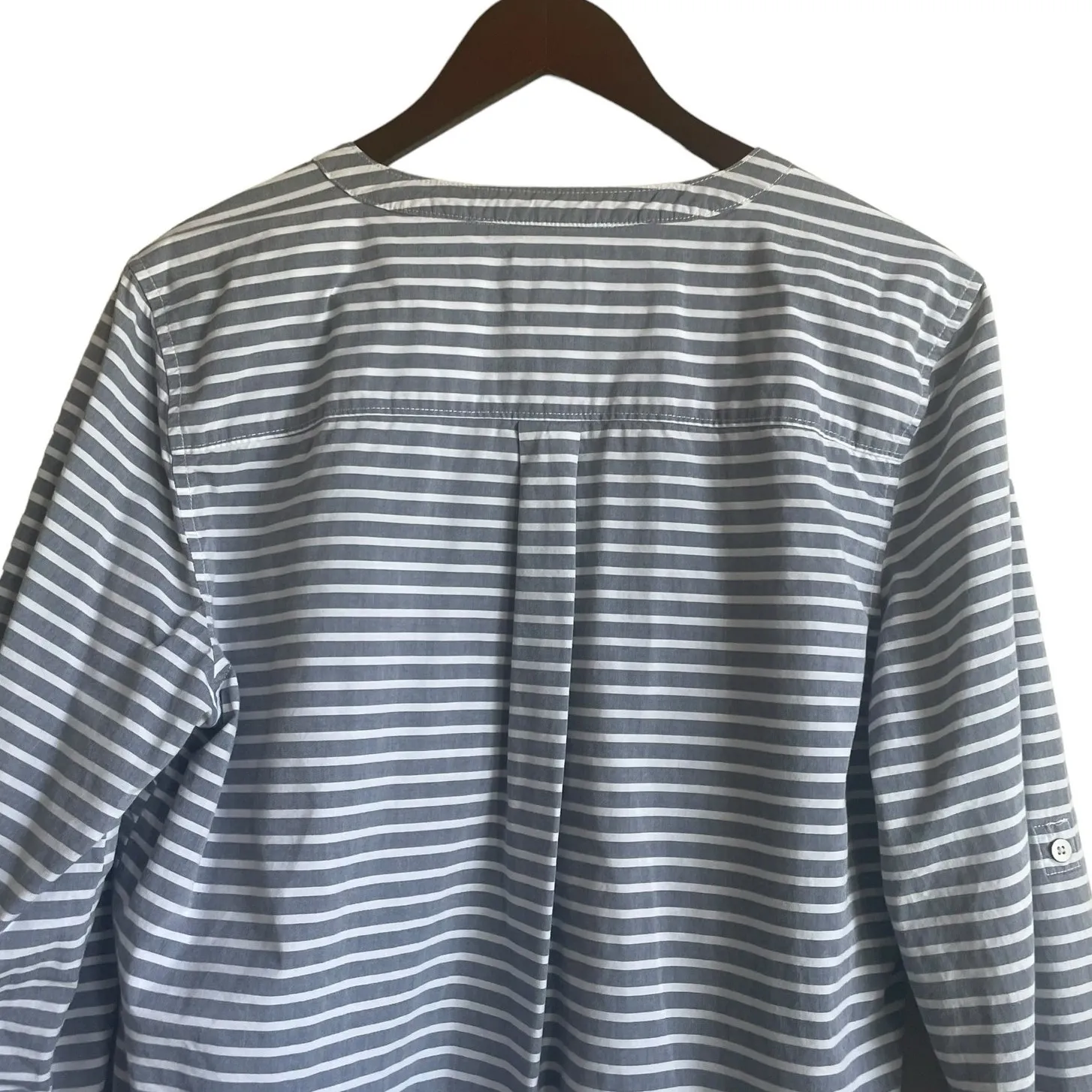 GH & Bass Co Women Tunic Top XL Gray White Striped Cotton Preppy Coastal‎ Light - Image 4