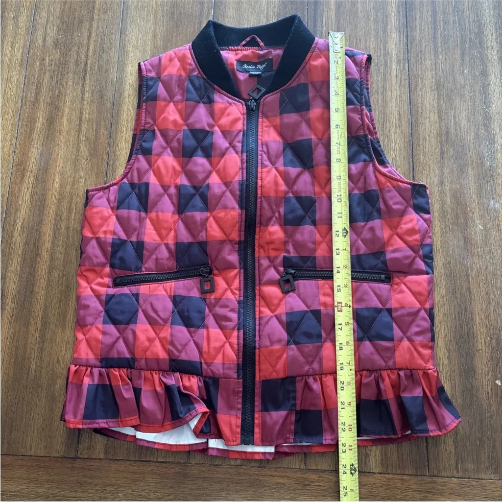 Charlie Paige Women’s Plaid Quilted Vest With Ruffle Size M - Image 8