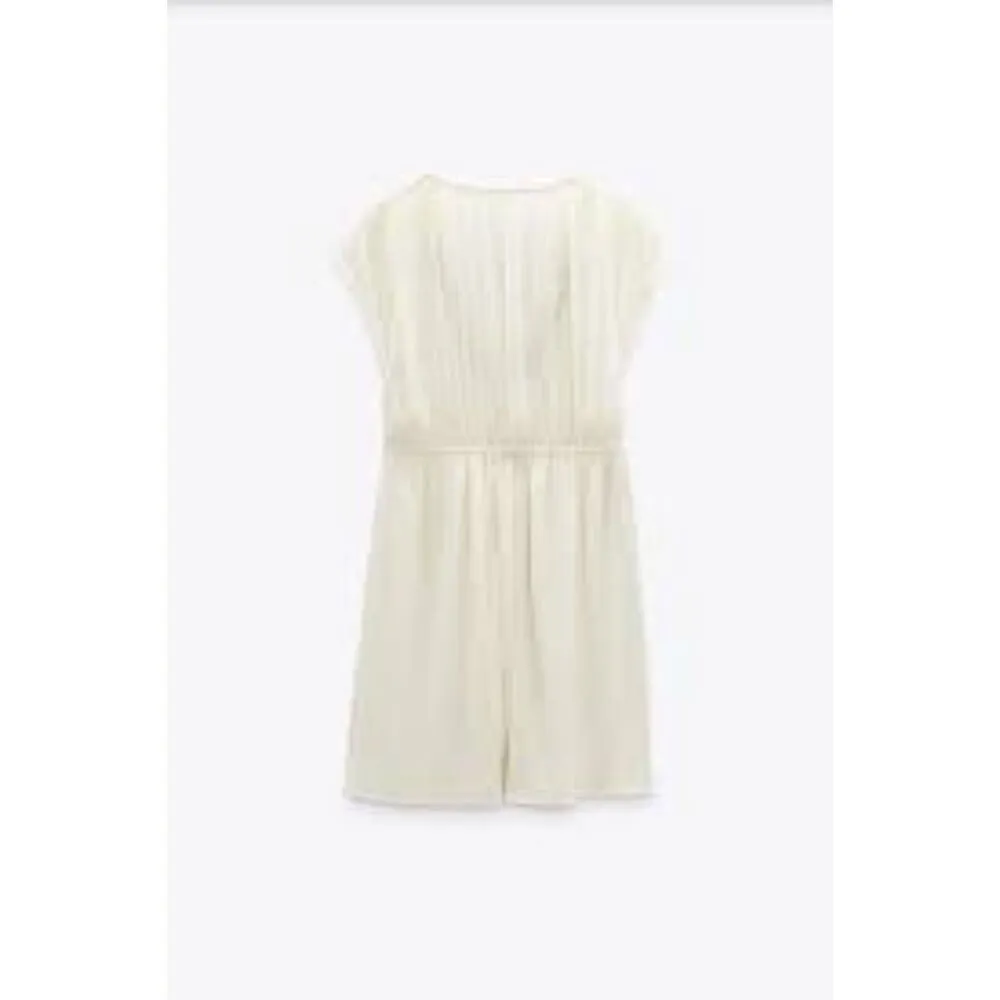 Zara Beaded Mini Beach Cover Up Swimsuit Dress Cream White Sheer - Image 11