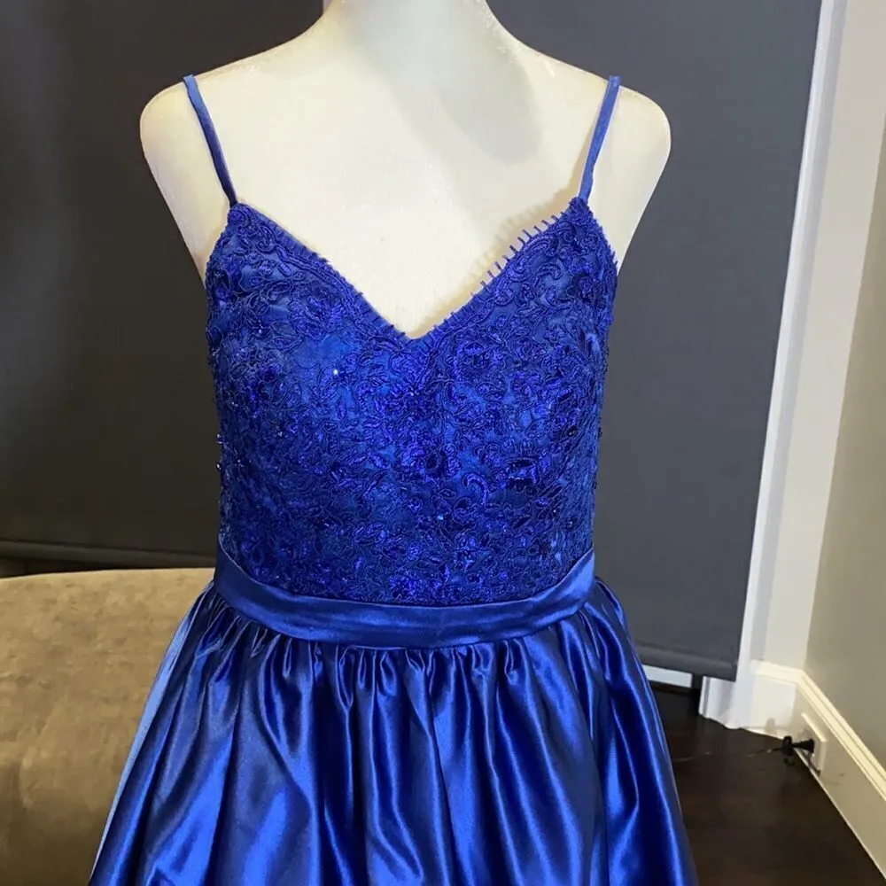 Women’s Spaghetti Strap Full Length Corset Back Party Prom Dress Size L *READ Blue Size L - Image 2