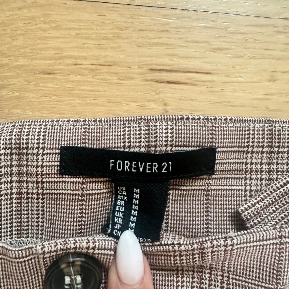 Forever 21 Plaid Pinafore‎ Dress Button Front Pockets Brown Career Casual S - Image 4