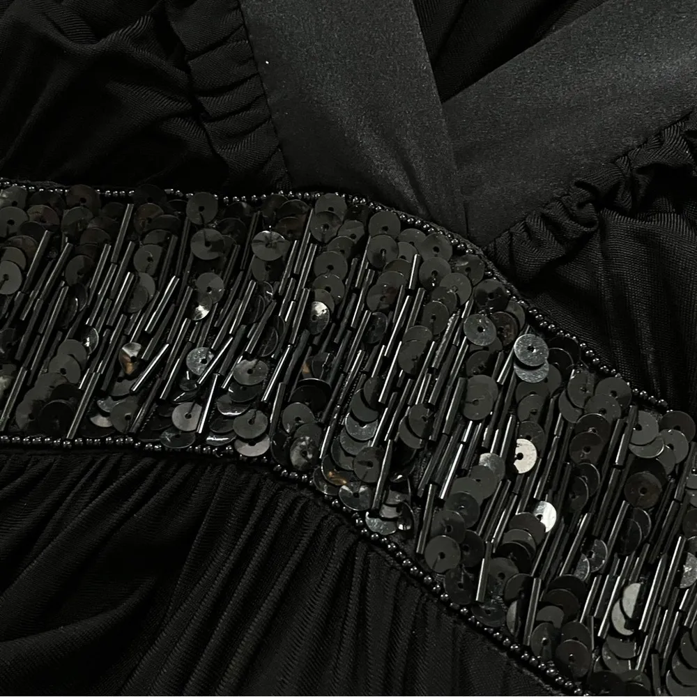 90s Y2K Vintage Bebe Backless Black Midi Dress. Sz S. Cocktail Party Beaded Prom - Image 9