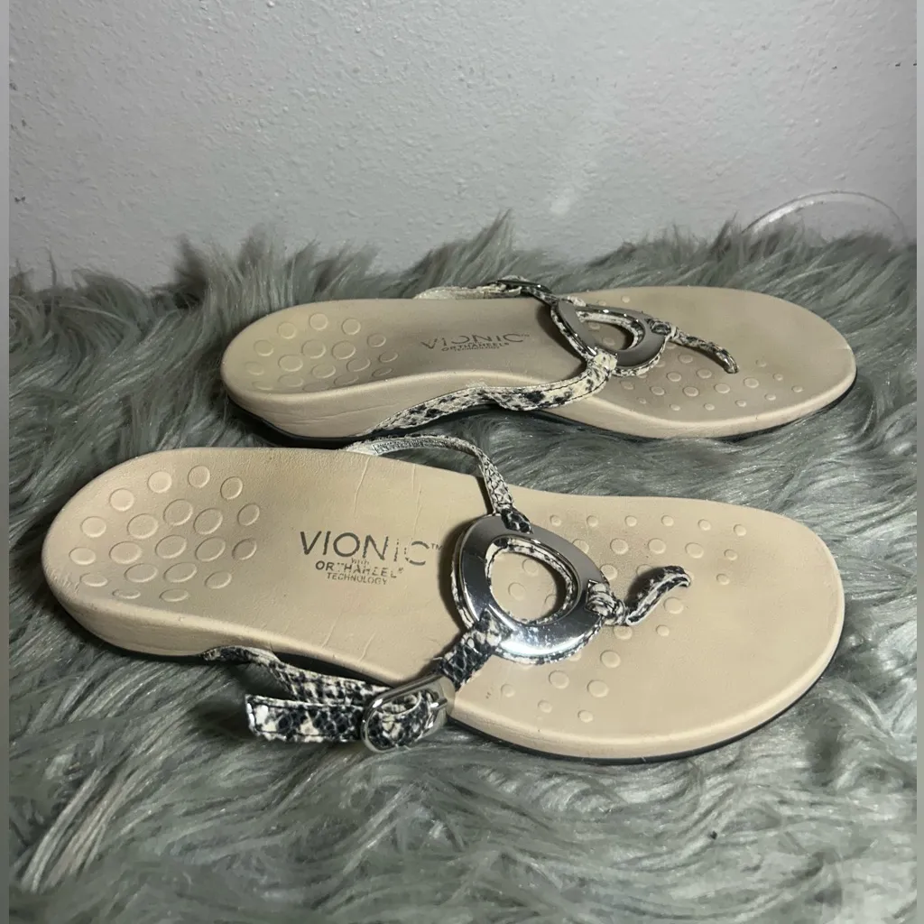 Vionic Rest Karina Snakeskin Print Thong Sandals Supportive Stylish Sandals Sz 9 - Image 4