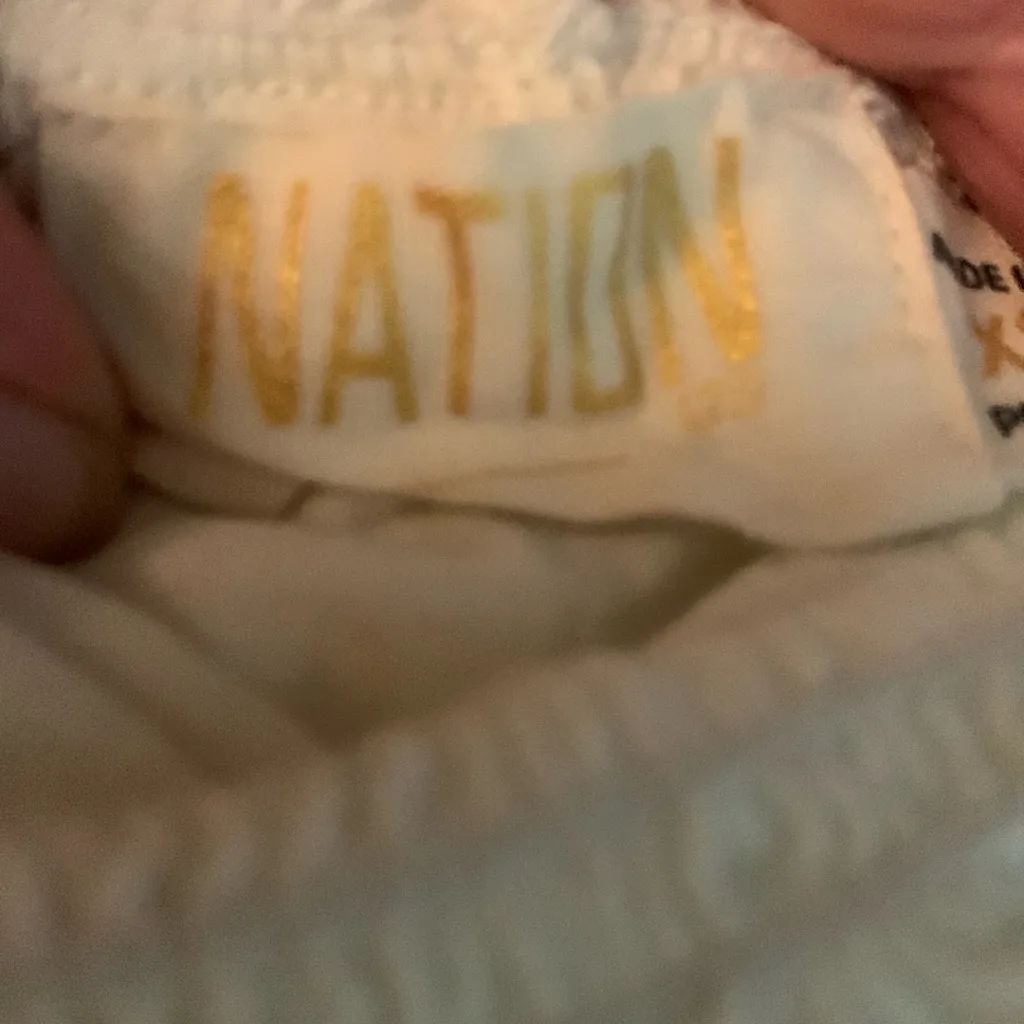 Nation LTD Melanie Smocked Mock Neck Top XS Off White Long Sleeve Pima Cotton - Image 9