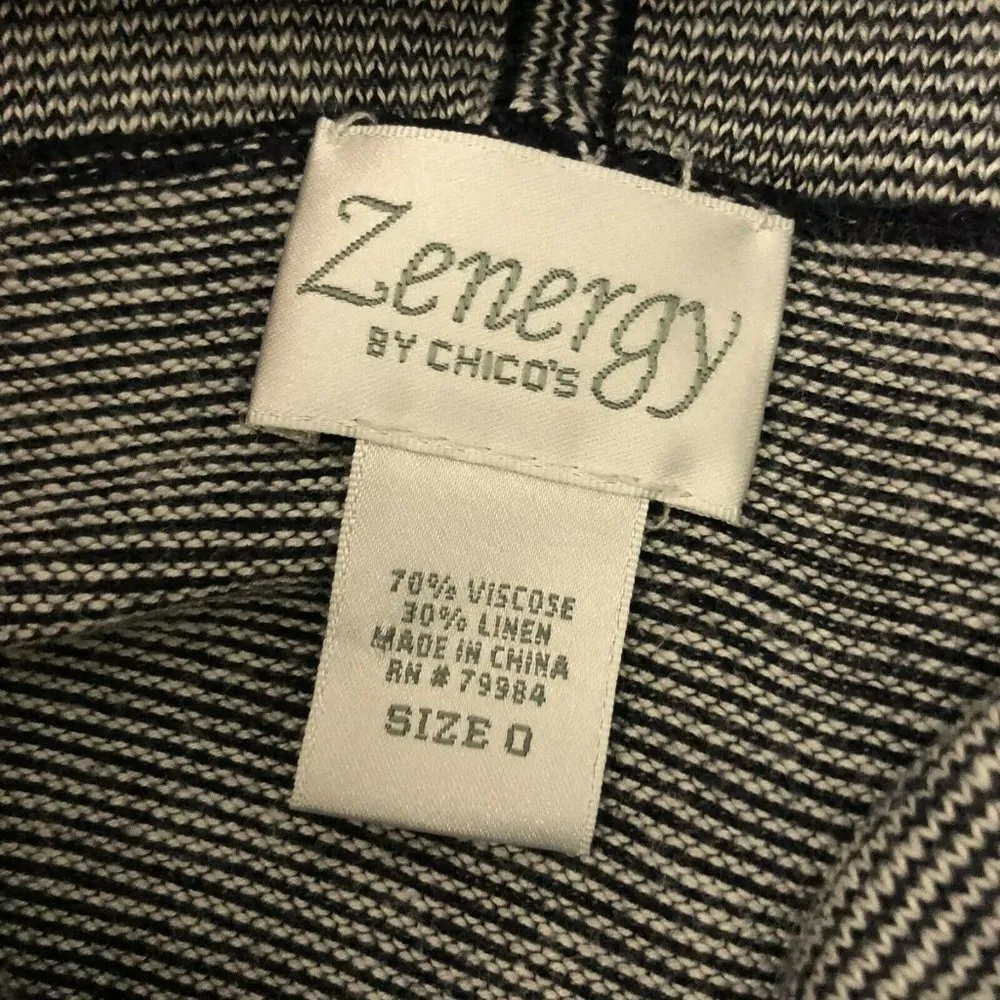 Zenergy by Chicos Poncho Sweater Boxy Oversized Pockets Linen Blend Navy Blue 0 - Image 3