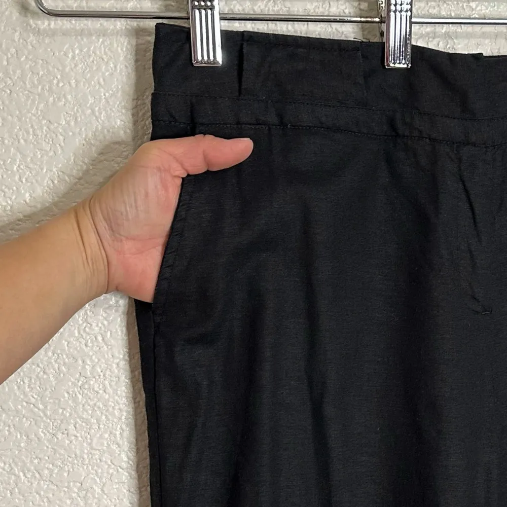 Requirements Linen Blend Black Cropped Pants, Size 10 - Image 3