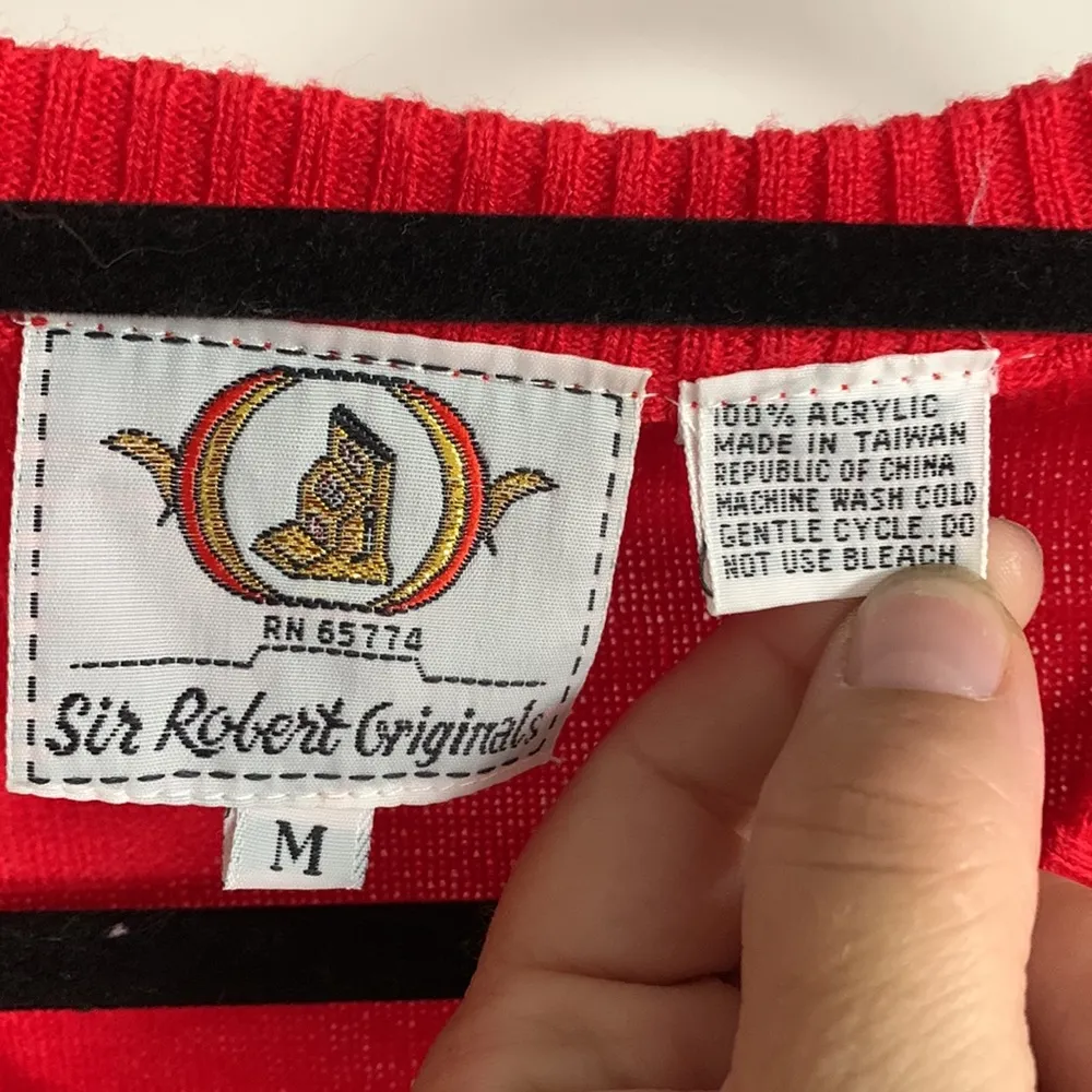 Vintage Gambling Las Vegas Atlantic City Embroidered Sweater Size M Red Size M - Image 6
