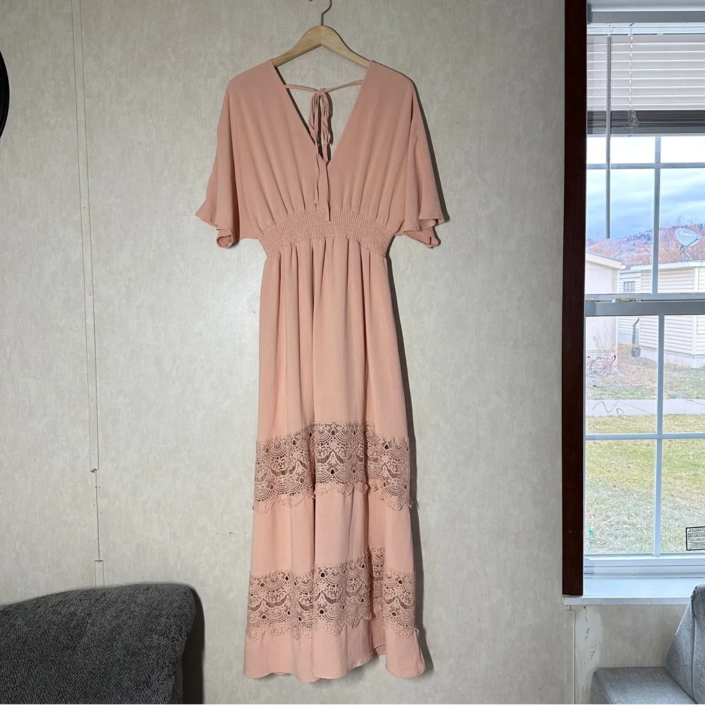 Baltic Born Women’s Vera Maxi Dress V-Neck Wedding Bridesmaid in Salmon XL - Image 8