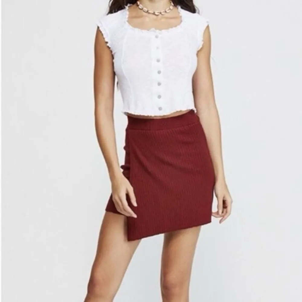 Free People Mod Wrap Skirt in Wine - Image 4