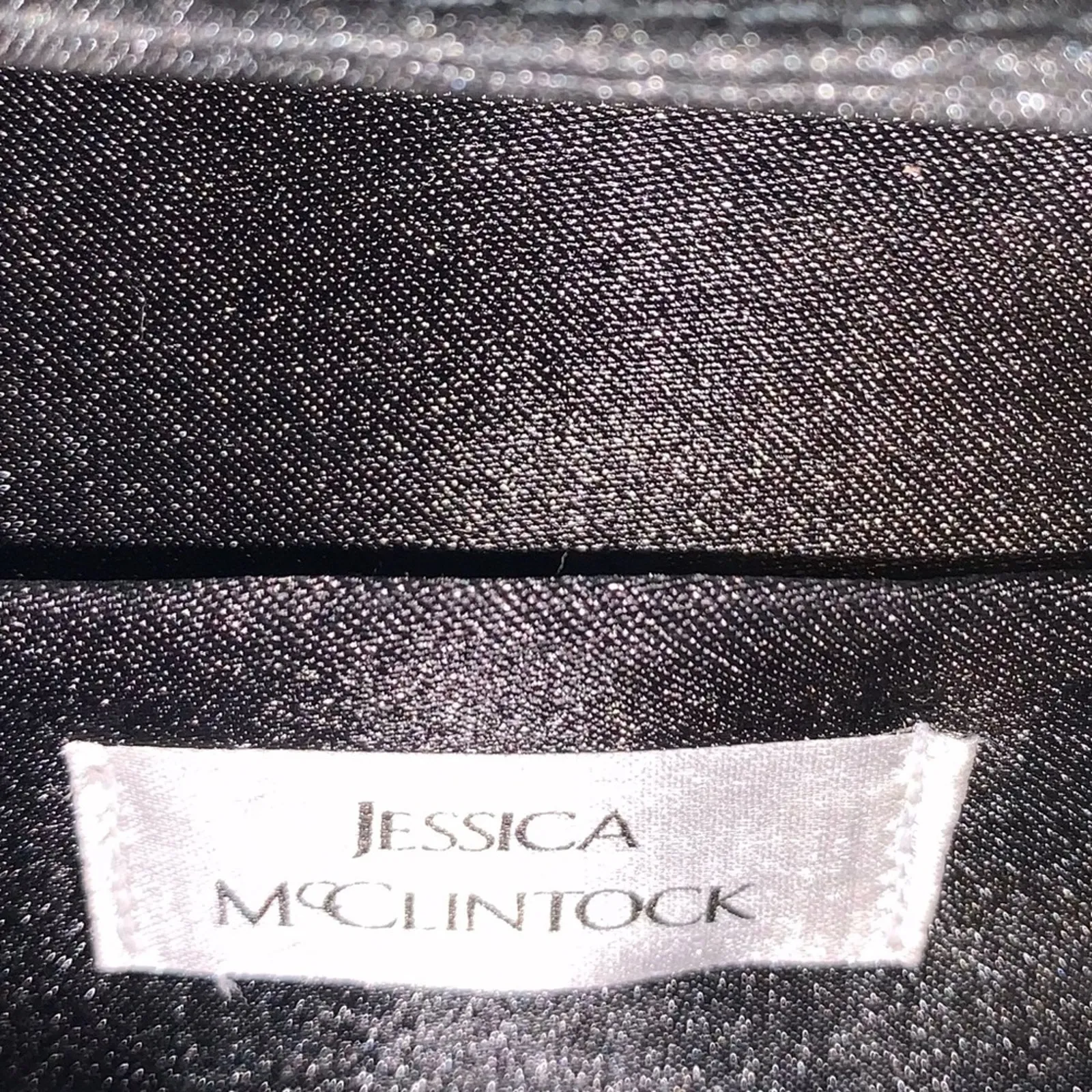 Jessica McClintock Black Satin Box Clutch Purse Tassel & Rope Strap Evening Bag - Image 7