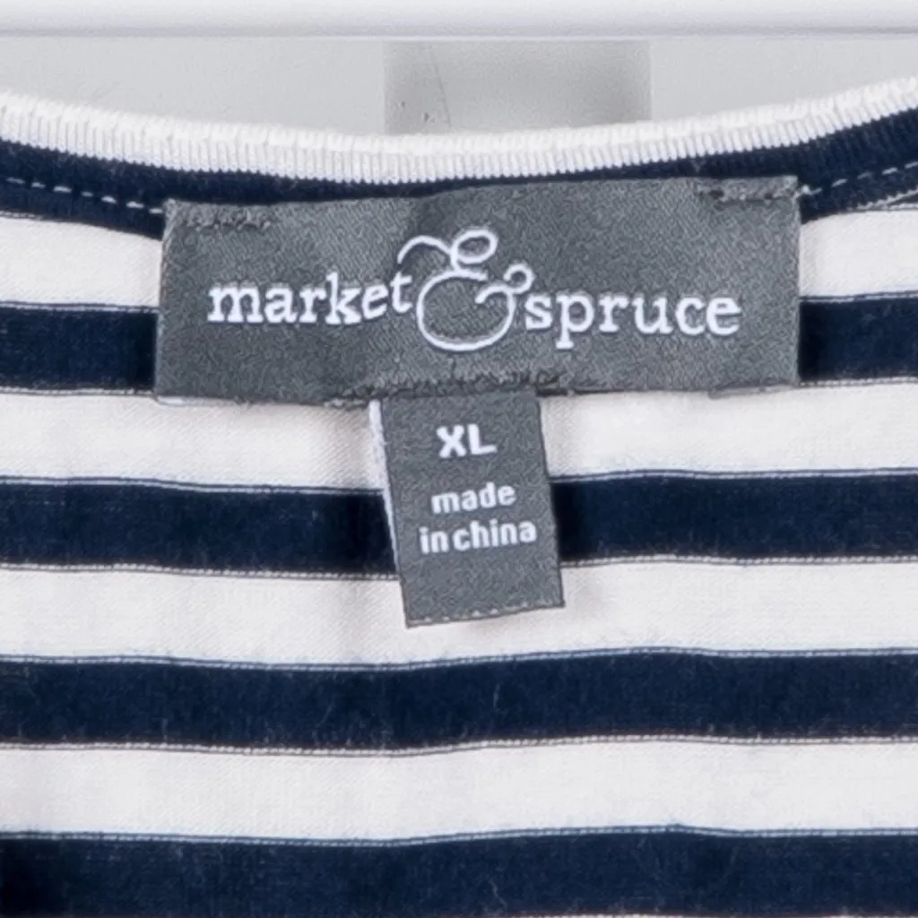 Market & Spruce Summer Dress XL Womens Striped White Blue Diagonals Sleeveless - Image 5