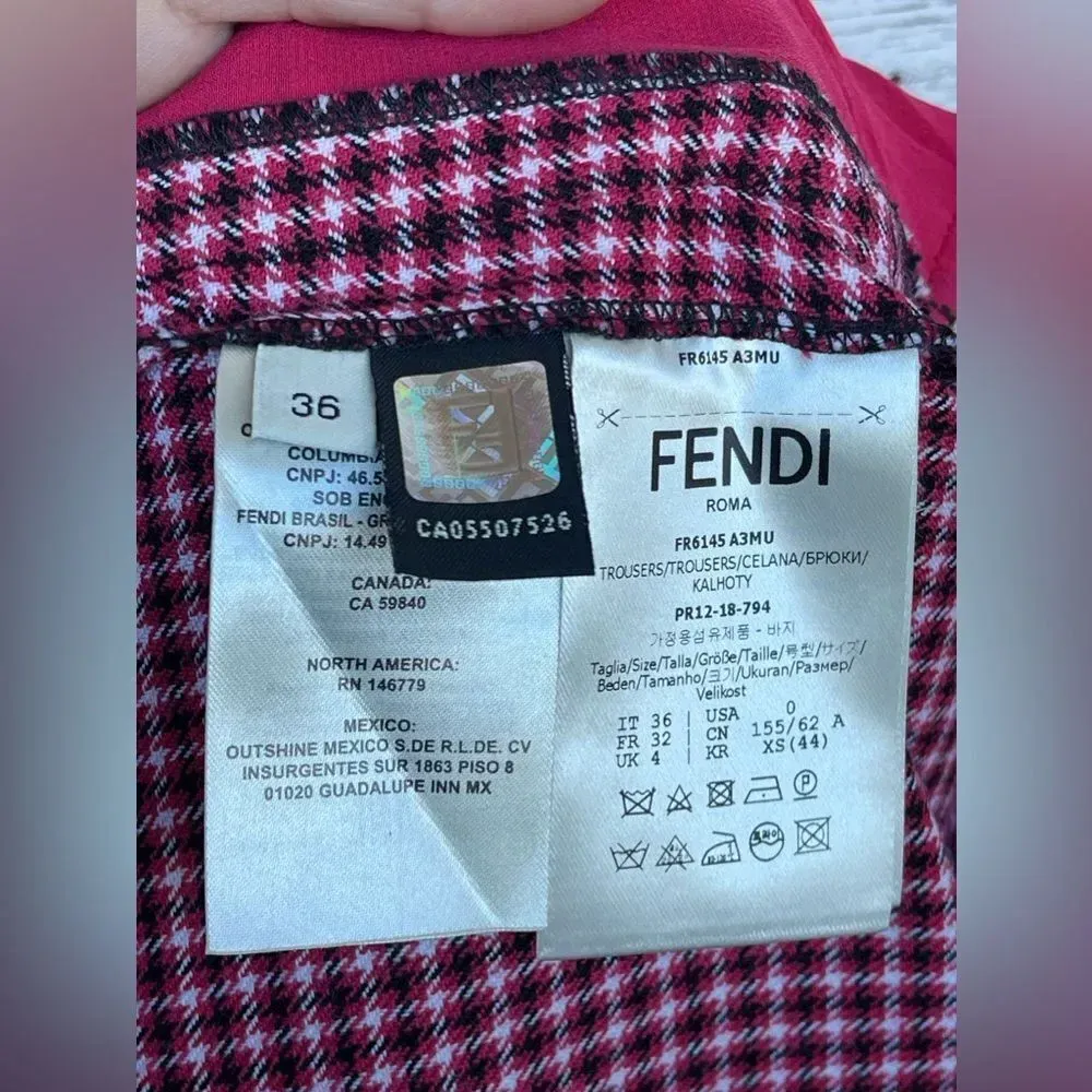 FENDI
Houndstooth Virgin Wool Pants In jelly size 36/4 - Image 13