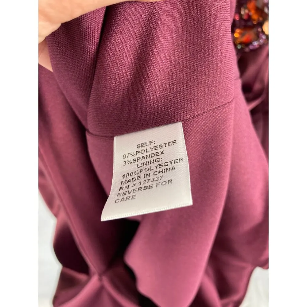 NWT Mignon Beaded One Shoulder Satin Cocktail Dress 4 - Image 4