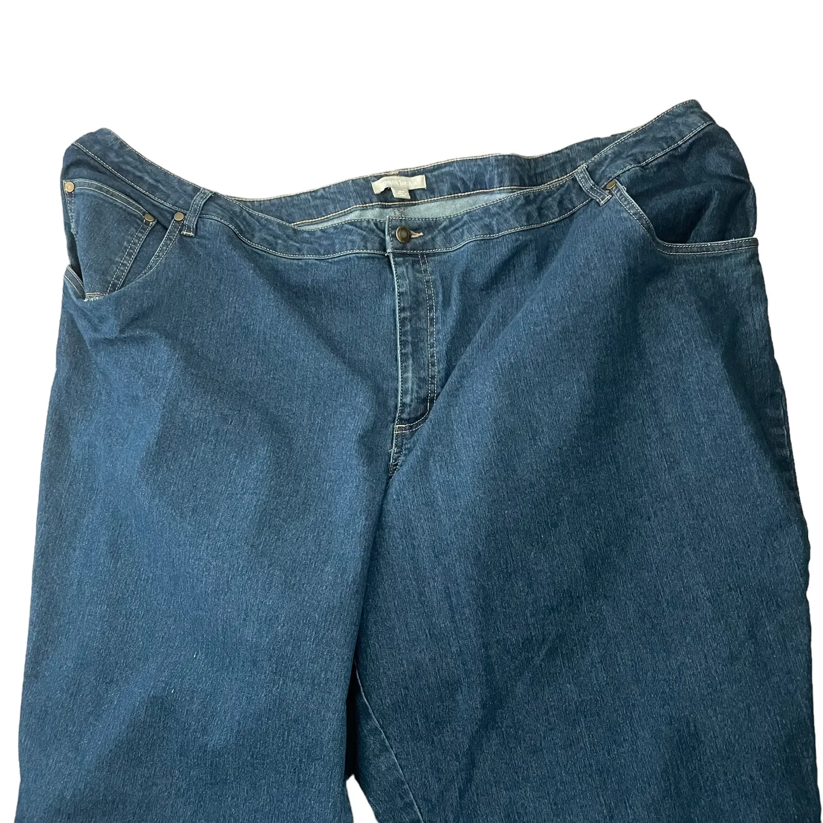 Woman Within Crop Jeans 36 Blue Straight Leg Sustainable Denim Classic‎ Capri - Image 5