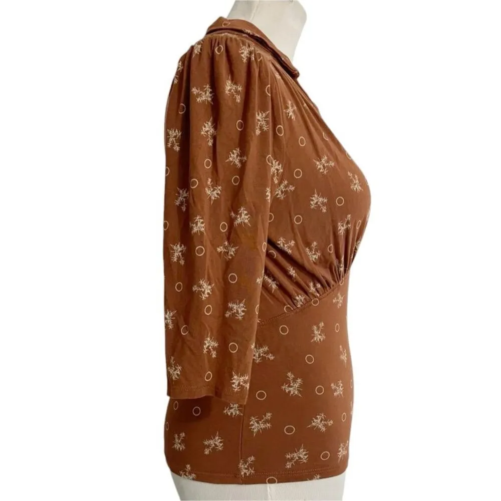 Free People Size Small  Top Blouse Open Back Collared Rustic Fall Autumn - Image 3