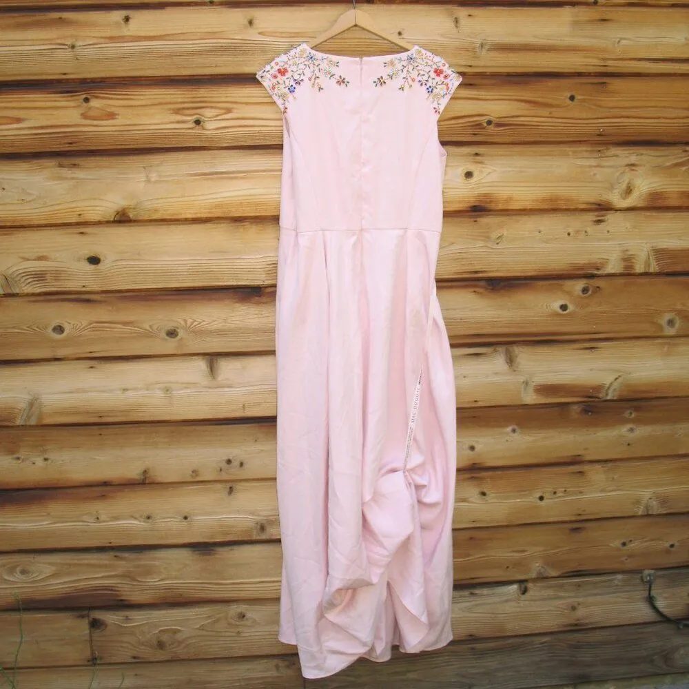 MAC DUGGAL 26540 Pink Beaded Cap Sleeve V Neck A Line Gown Dress - Image 10