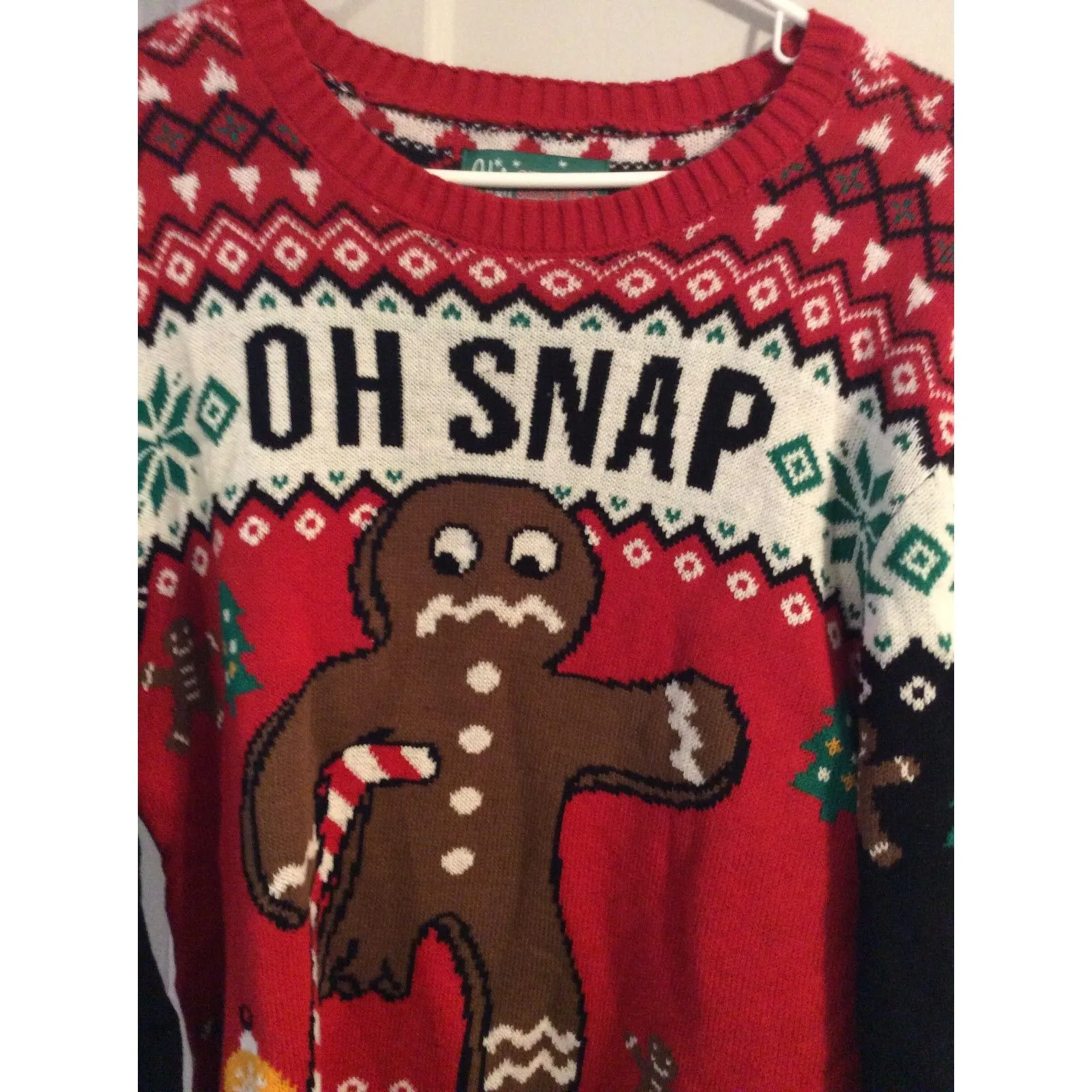 Ugly Christmas Sweater Gingerbread Man Oh Snap Size Large L - Image 3