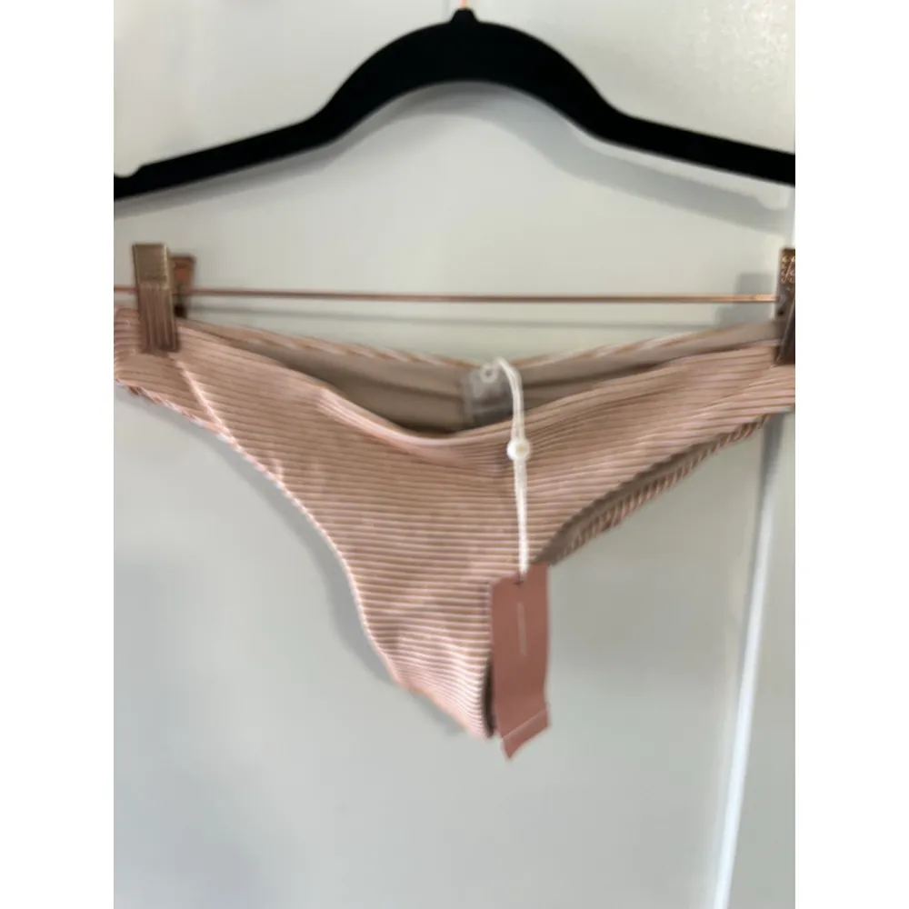 NEW Pilyq Bikini Citrine Halter Top And Striped Orange Ruched Bottom Size S - Image 3