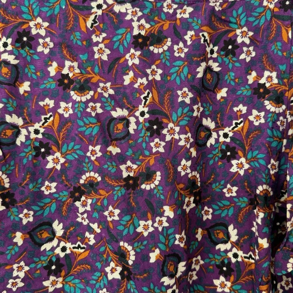 BAND OF THE FREE Linaelle Purple Floral Tie Faux Wrap Ruffle Skirt NWT XS - Image 7