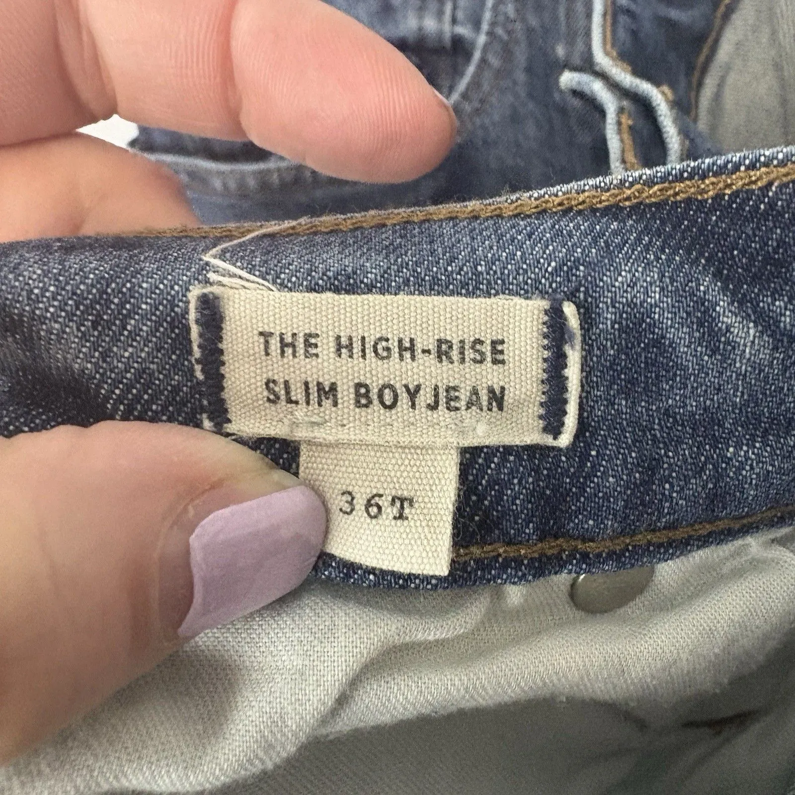 Madewell Jeans Womens 36T Blue The High-Rise Slim Boyjean Stretch Denim Straight - Image 6