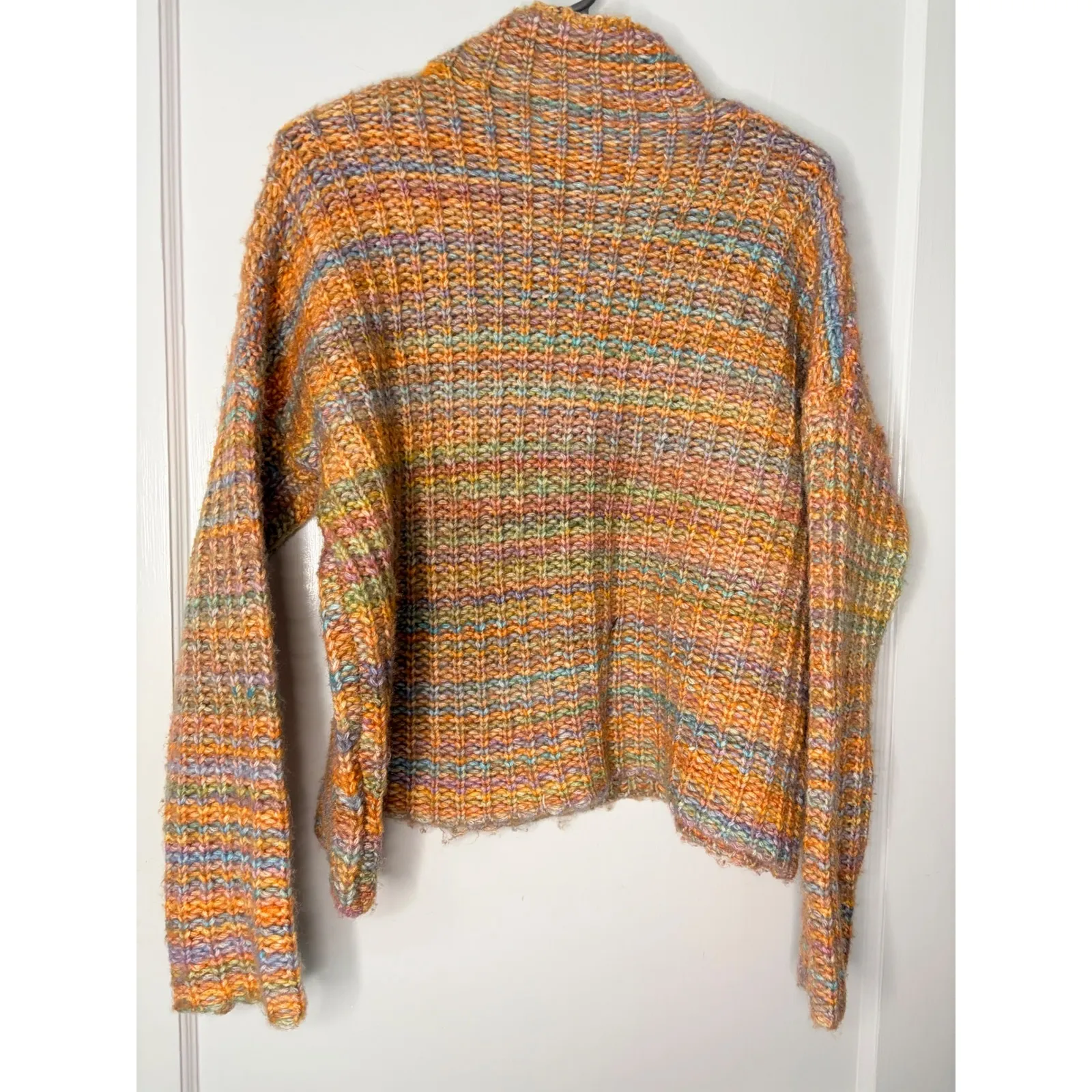 Marled Multi Color Striped Turtleneck Sweater Size M Y2K look cropped - Image 4